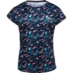 Fitforce BONAIRE Dívčí fitness triko, Tmavě modrá,Růžová,Bílá,Modrá, velikost 152-158