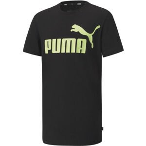 Puma ESS LOGO TEE B Chlapecké triko, Černá,Světle zelená, velikost 140