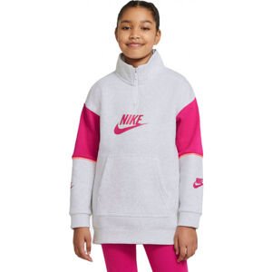 Nike NSW FLC CB HZ PO G Dívčí mikina, Bílá,Růžová, velikost XL