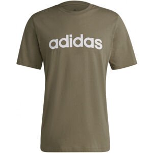 adidas LIN SJ T Pánské tričko, Khaki,Bílá, velikost L