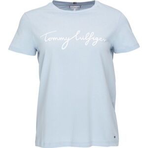 Tommy Hilfiger REG C-NK SIGNATURE TEE Dámské triko, světle modrá, veľkosť XS