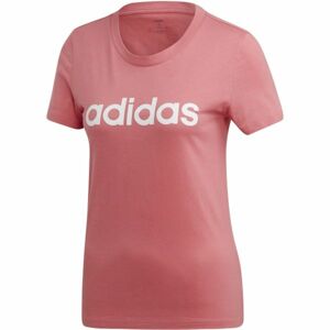 adidas ESSENTIALS LINEAR SLIM TEE Dámské tričko, Růžová,Bílá, velikost M