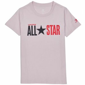 Converse ALL STAR SHORT SLEEVE CREW T-SHIRT Dámské tričko, Růžová,Červená, velikost L