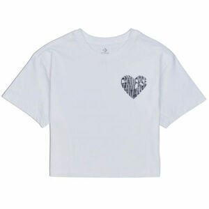 Converse LEFT CHEST HEART CROPPED TEE Dámské crop tričko, bílá, veľkosť L