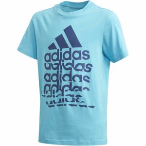 adidas YB BADGE OF SPORTS TEE Chlapecké tričko, Tyrkysová,Tmavě modrá, velikost 116