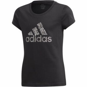 adidas YG BADGE OF SPORT TEE Dívčí tričko, Černá,Bílá, velikost 152