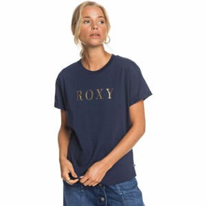 Roxy EPIC AFTERNOON WORD Dámské tričko, Tmavě modrá,Zlatá, velikost