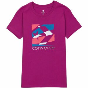 Converse WOMENS TORN CLASSIC TEE Dámské tričko, Vínová,Bílá,Modrá, velikost S