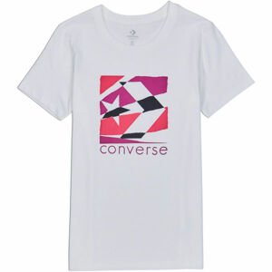 Converse WOMENS TORN CLASSIC TEE Dámské tričko, Bílá,Růžová, velikost S