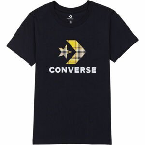 Converse WOMENS STAR CHEVRON PLAID INFILL TEE Dámské tričko, Černá,Bílá,Žlutá, velikost S