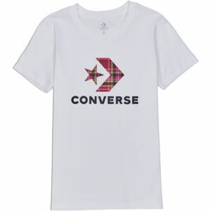 Converse WOMENS STAR CHEVRON PLAID INFILL TEE Dámské tričko, bílá, velikost XS