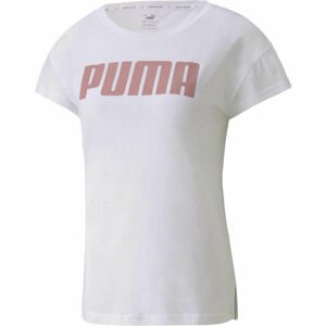 Puma ACTIVE LOGO TEE Dámské sportovní triko, Bílá,Růžová, velikost S