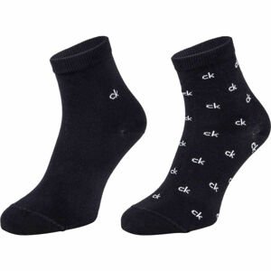 Calvin Klein WOMEN ORGANIC COTTON SHORT CREW 2P GRETCHEN Dámské ponožky, černá, velikost UNI