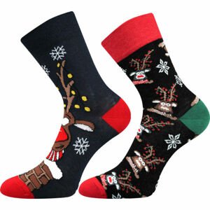Lonka CHRISTMAS REINDEER 2P Ponožky, černá, velikost 35-38
