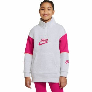 Nike NSW FLC CB HZ PO G Dívčí mikina, Bílá,Růžová, velikost L