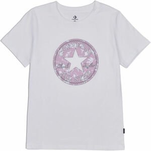 Converse FALL FLORAL PATCH GRAPPHIC TEE Dámské tričko, bílá, velikost L