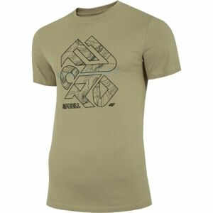 4F MENS T-SHIRT Pánské tričko, khaki, veľkosť L
