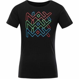NAX VILLAGO Dětské bavlněné triko, černá, velikost 116-122