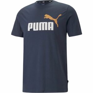 Puma ESS + 2 COL LOGO TEE Pánské triko, modrá, velikost XXXL