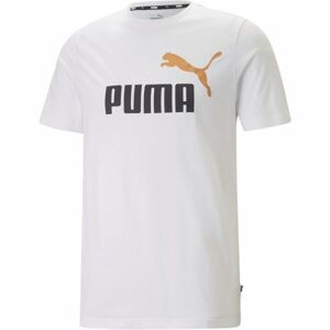 Puma ESS + 2 COL LOGO TEE Pánské triko, bílá, velikost XXL