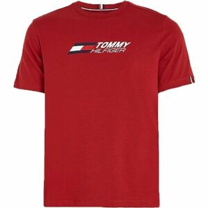 Tommy Hilfiger ESSENTIALS BIG LOGO S/S TEE Pánské tričko, červená, veľkosť L